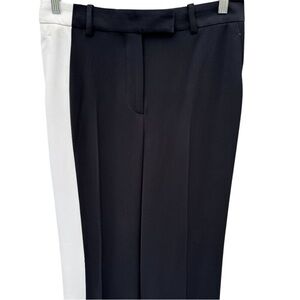 Reiss Womens Poppie Wide-Leg Black Pants Glam White Right Side Stripe Tall 6 New